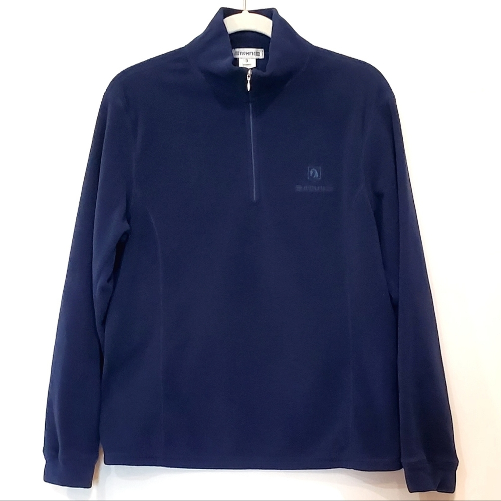 Romfh "Ride To Street" Fleece 1/4 Zip Tab Collar Pullover, Blue, Wm M/L, EUC
